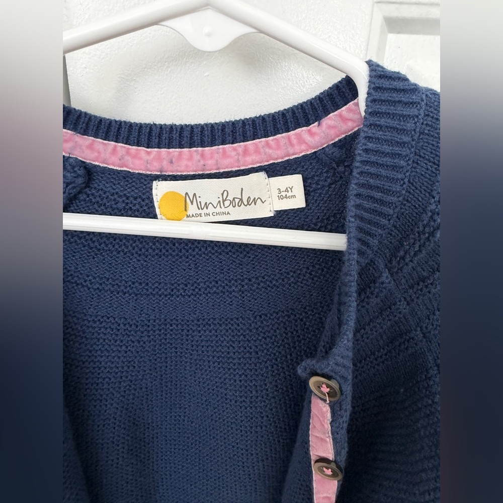 Mini Boden Navy rainbow toddler girl sweater cardigan 3-4 years - Picture 3 of 5